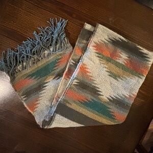 Pistil brand Gray and Orange Geometric Tribal Southwestern Blanket Scarf